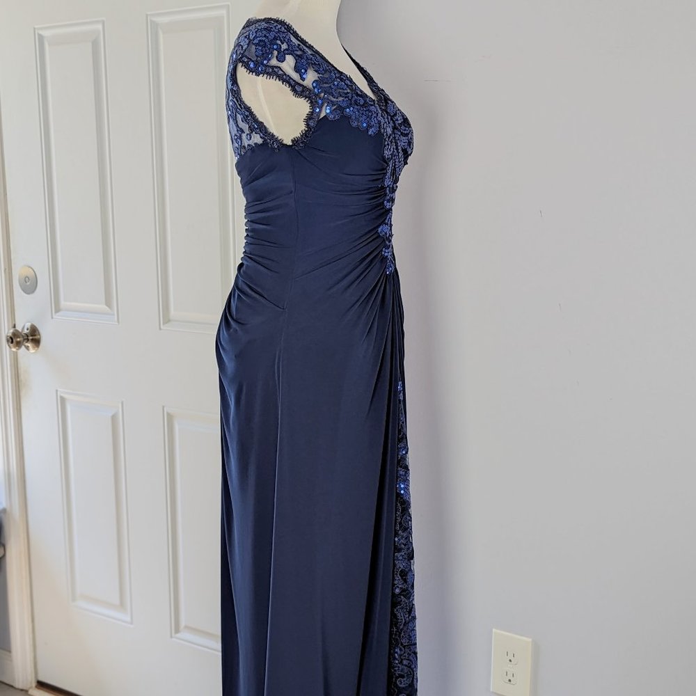 JADE Couture Blue Maxi Gown Dress Sz 2 - Picture 5 of 8